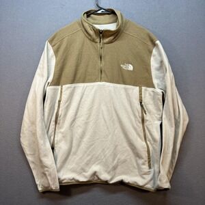 The North Face Jacket Mens XL Beige Fleece 1/4 Zip Pockets Outdoor NF0A3MFU